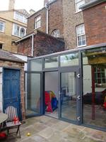 External view 1 of the glazed sunroom house extension by mbo architects york